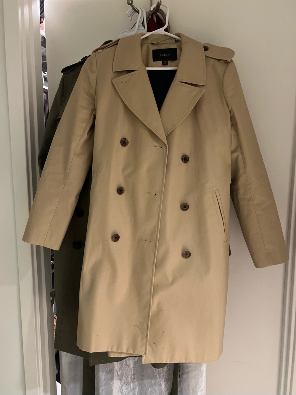 J. Crew Icon Trench - Beige Coat with Black Label Detail